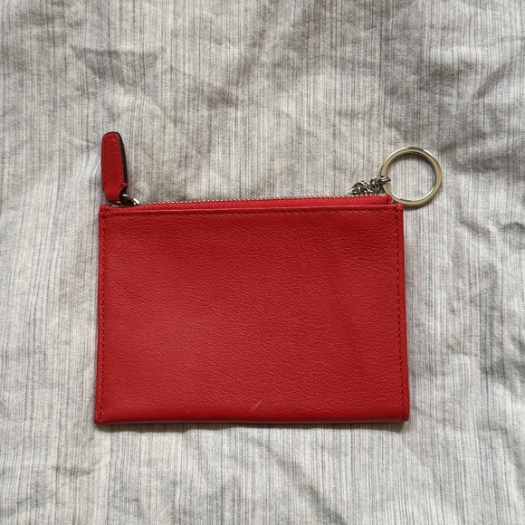 Coach Leather Red-Orange Wallet with Keychain - Picture 2 of 3